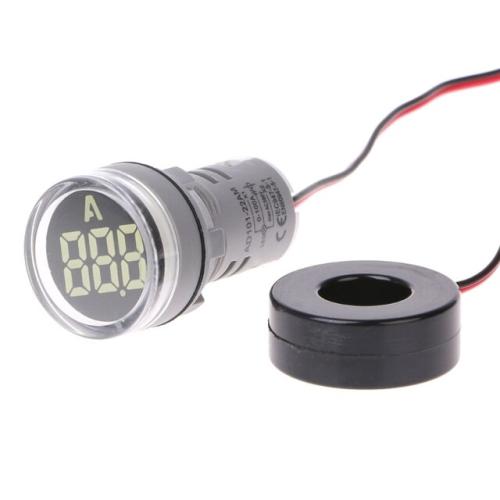 22mm ledli Ampermetre Sinyal Lambası Beyaz 0-100A Akım Trafolu
