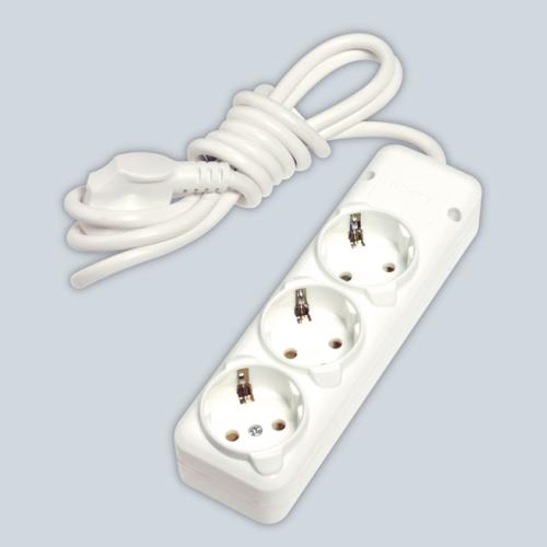 3 lü Topraklı Priz 5mt. Grup Prizler (Beyaz)