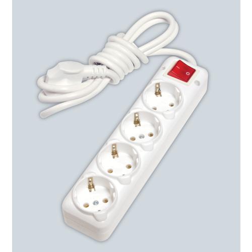 4 lü Topraklı Anahtarlı Priz 3mt. Grup Prizler (Beyaz)