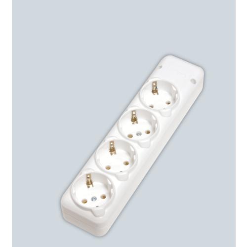 4 lü Topraklı Priz Klemensi Grup Prizler (Beyaz)