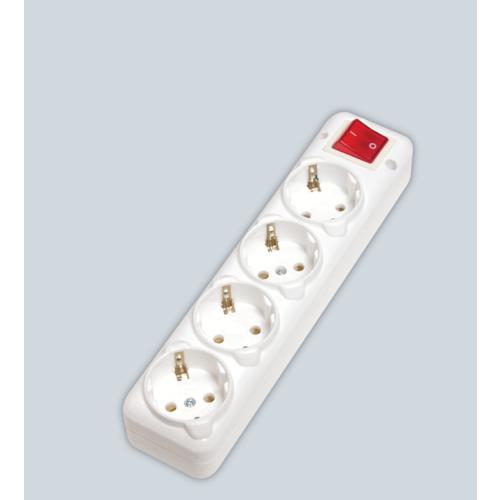 4 lü Topraklı Anahtarlı Priz Klemensi Grup Prizler (Beyaz)