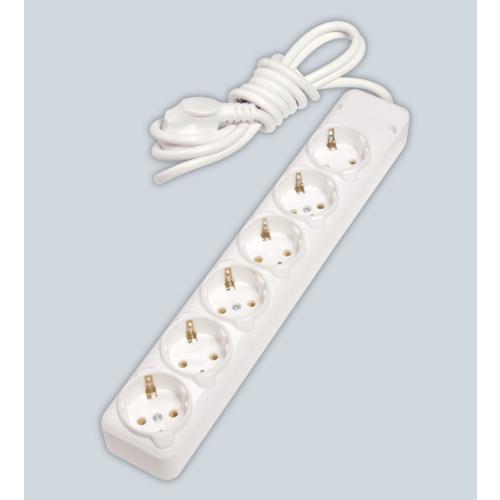 6 lı Topraklı Priz 5mt. Grup Prizler (Beyaz)