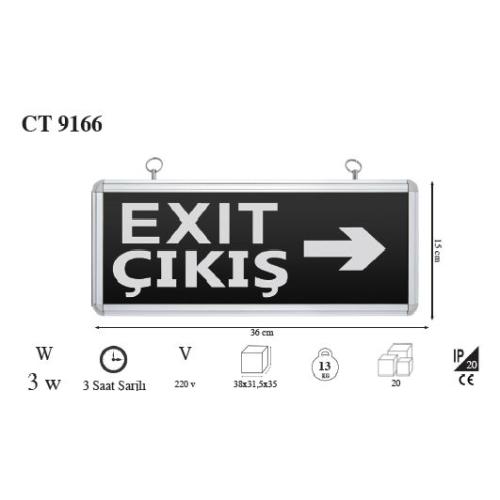 Exıt Çıkış Armatürü Ledli 4 Saat Akülü