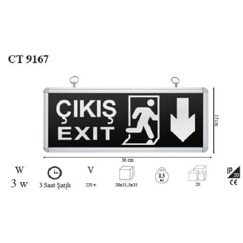 Exıt Çıkış Armatürü Ledli 4 Saat Akülü