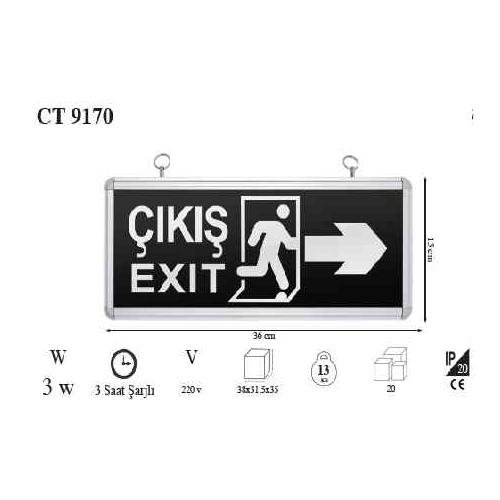 Exıt Çıkış Armatürü Ledli 4 Saat Akülü
