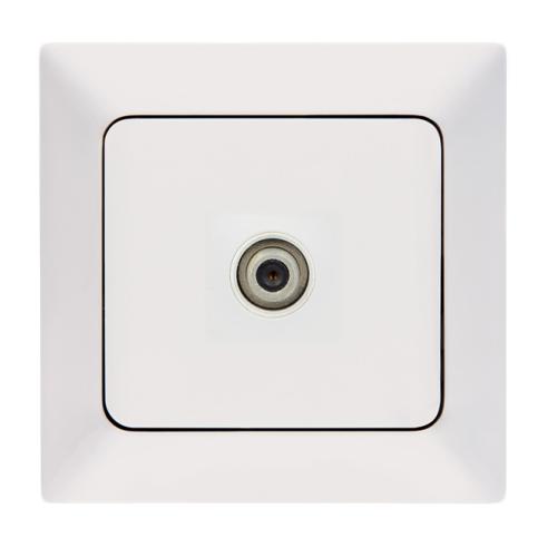 Tekli Uydu Sat Priz (Geçişli-Sonlu) Aras (Beyaz) (Çerçeve Hariç)