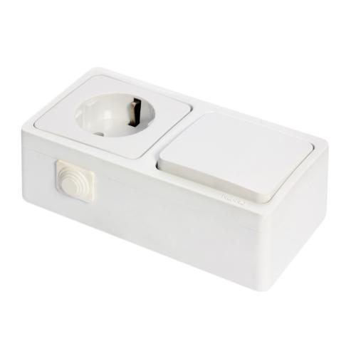 Sıva Üstü Anahtar+Topraklı Priz Murat (Beyaz)