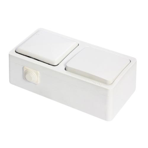 Sıva Üstü Anahtar+Kapaklı Topraklı Priz Murat (Beyaz)