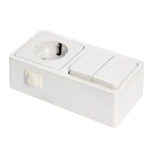 Sıva Üstü Komitatör+Topraklı Priz Murat (Beyaz)