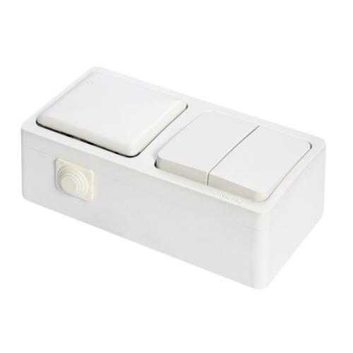 Sıva Üstü Komitatör+Kapaklı Topraklı Priz Murat (Beyaz)