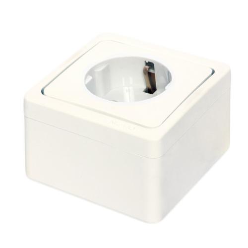 Sıva Üstü Topraklı Priz Murat (Beyaz)