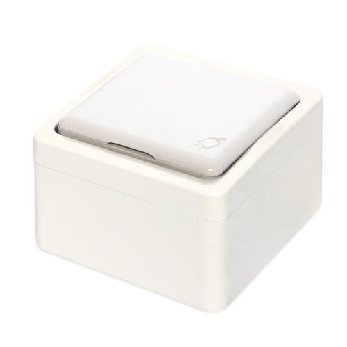 Sıva Üstü Çocuk Korumalı Kapaklı Topraklı Priz Murat (Beyaz)