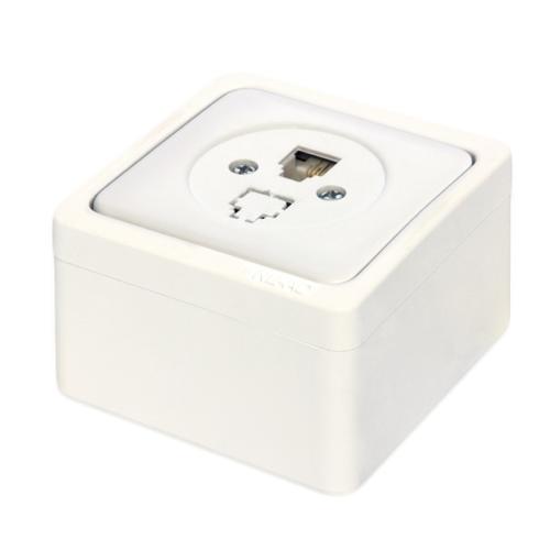 Sıva Üstü Tekli Numeris Telefon Prizi Murat (Beyaz) (Cat3)