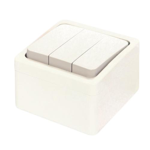 Sıva Üstü 3,lü Anahtar Murat (Beyaz)