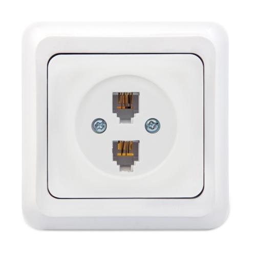 İkili Numeris Telefon Priz Fırat (Beyaz) (Cat3+Cat3) (Çerçeve Dahil)