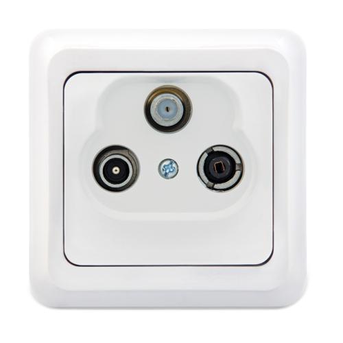 Uydu Prizi Sonlu (Sat-Tv-Rd) Fırat (Beyaz) (Çerçeve Dahil)