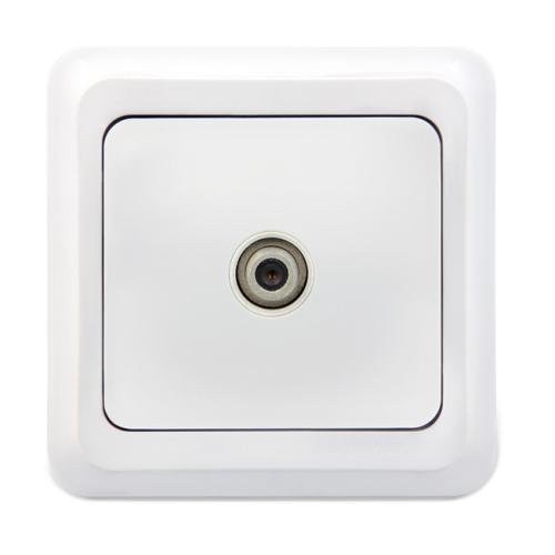 Tekli Uydu Sat Priz (Geçişli-Sonlu) Fırat (Beyaz) (Çerçeve Dahil)