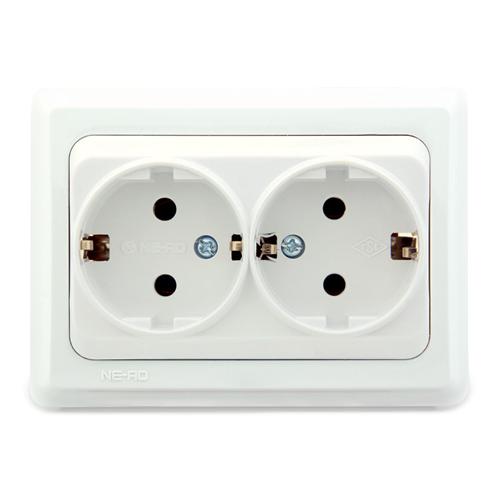 İkili Topraklı Priz Fırat (Beyaz) (Çerçeve Dahil)