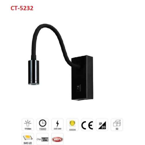 Baykuş Ledli Dekoratif Aplik Siyah Kasa 3W Günışığı