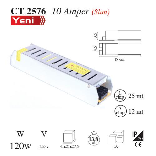 10 Amper Şerit Led Trafosu Slim Tip 3 çip 7 Mt )