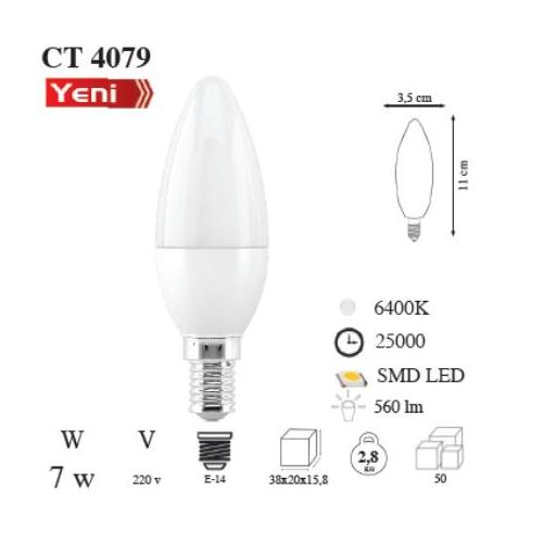 7W Ledli Buji Ampul (Beyaz Işık)