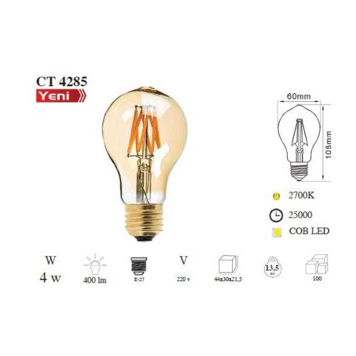 4W Led Filament Ampul E27 Duy(Amber)