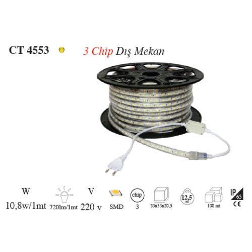 Üç Çip Şerit Led Dış Mekan(220V)(Yeşil Işık)