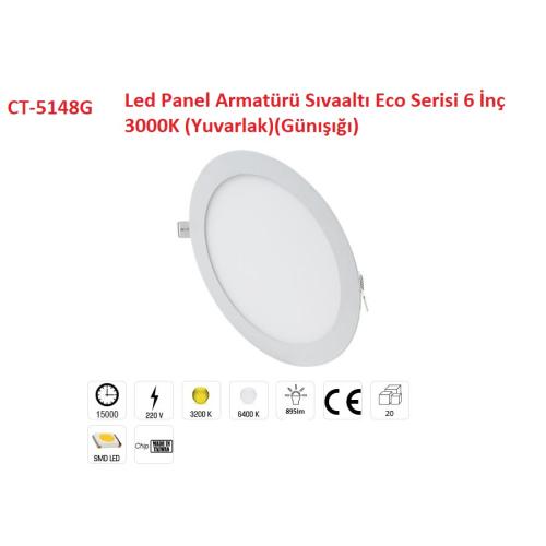 Led Panel Armatürü Saç Kasa 15 Watt 3000K (Yuvarlak)(Günışığı)