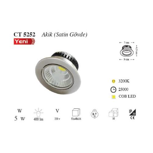 5W Akik Cob Led Armatür (Saten Kasa)(Günışığı)