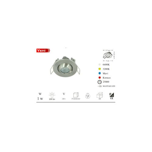 Power Led Ufo Hareketli Spot Beyaz Işık 1Watt