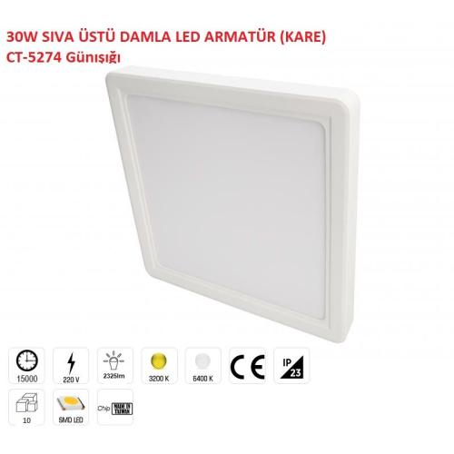 30W Led Armatür (Kare) (Günışığı)