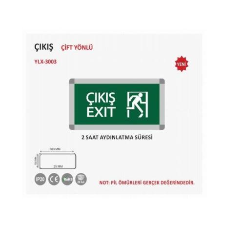 Çift Yönlü Ledli Çıkış-Exit Armatürü-2Saat Exit Aydınlatma
