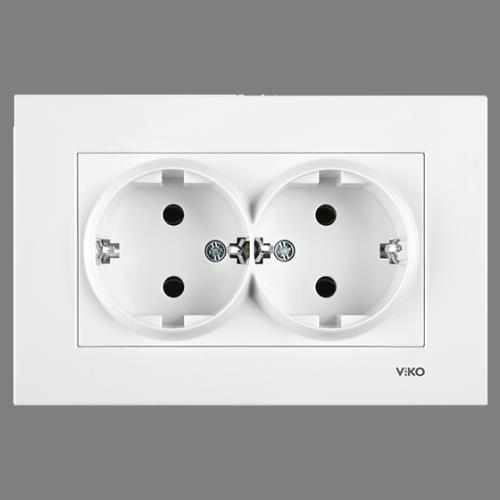 ikili Topraklı Priz  (Karre-Beyaz)(Çerçevesiz)