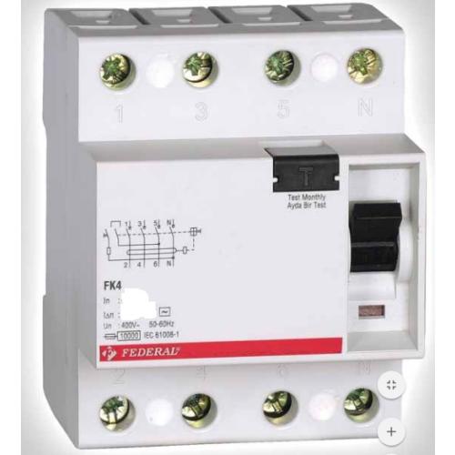 Kaçak Akım Koruma Şalteri  4x125A 30mA (Hayat Koruma) FK4 Serisi