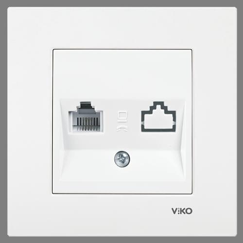 Nümeris Telefon Prizi (RJ11)  (Karre-Beyaz)(Çerçevesiz)