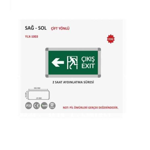Sağ-Sol Çift Yönlü Ledli Çıkış Armatürü-2Saat Exit Aydınlatma