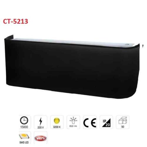 Sıva Üstü Modern Led Aplik Siyah Kasa 12W Günışığı