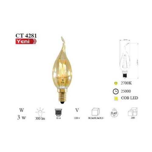Rustik Led Kıvrık Bujı(E-14)(Amber)