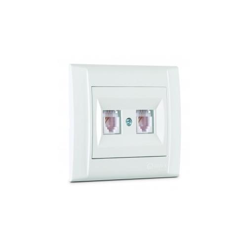 İkili Nümeris Telefon Prizi  Defne Çerçevesiz Beyaz
