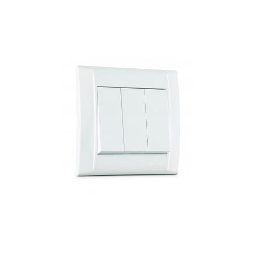 Üçlü Anahtar 3 Tuşlu (1+3) 1 Giriş, 3 Çıkış Defne Çerçevesiz Beyaz