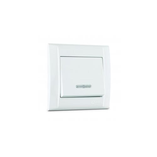 Işıklı Anahtar Defne Çerçevesiz Beyaz