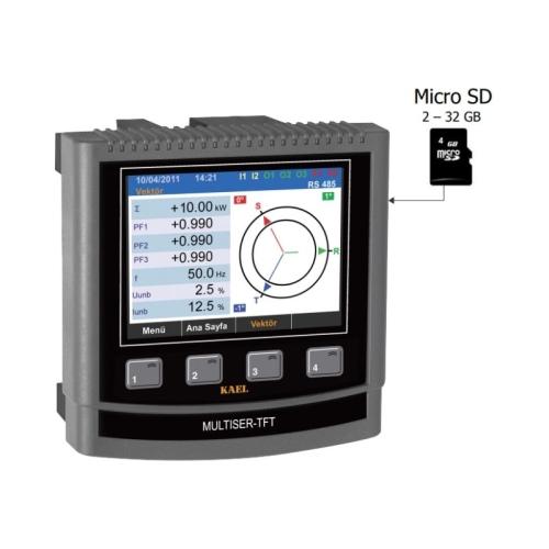 MULTISER-02-PC-TFT Renkli TFT Ekranlı Şebeke Analizörü