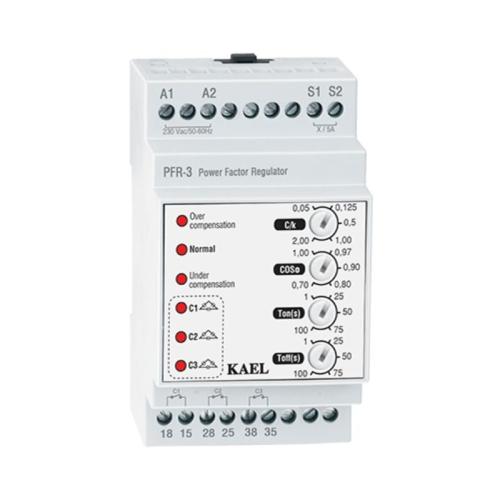 PFR-3 3 Kademeli Tek Faz Kontrollü Reaktif Güç Kontrol Rölesi