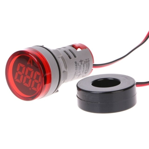22mm ledli Ampermetre Sinyal Lambası Kırmızı 0-100A Akım Trafolu