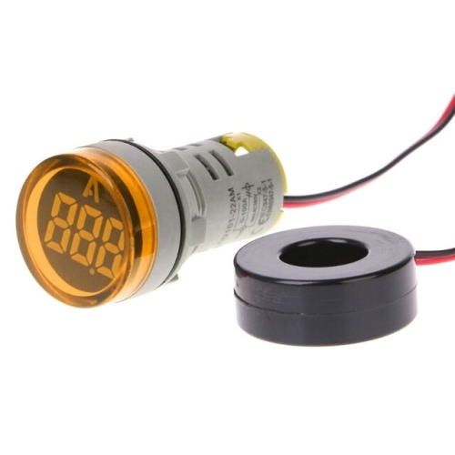 22mm ledli Ampermetre Sinyal Lambası Sarı 0-100A Akım Trafolu