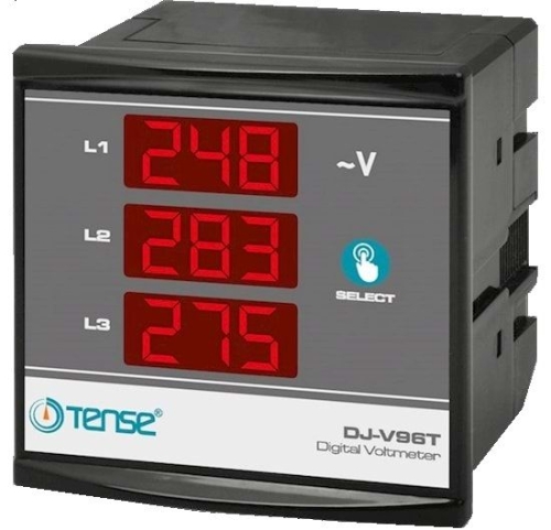 Dijital Voltmetre (3FAZ Ölçme)5V - 500V AC (50/60 Hz) 96 x 96 mm
