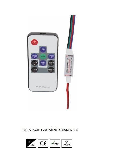 Dimmer Mini Kumanda 12A 5-24V DC