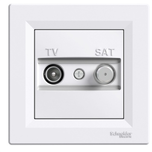 TV - SAT Prizi, Geçişli, F tipi, 8 dB, İkili  Asfora Beyaz (Çerçeve dahil)